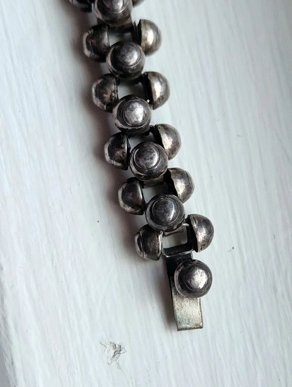TAXCO STERLING SILVER CAVIAR TONGUE CLASP BRACELET 8 1/2